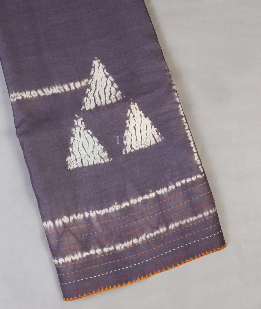 Purplish Grey Tussar Printed Saree T573630-image