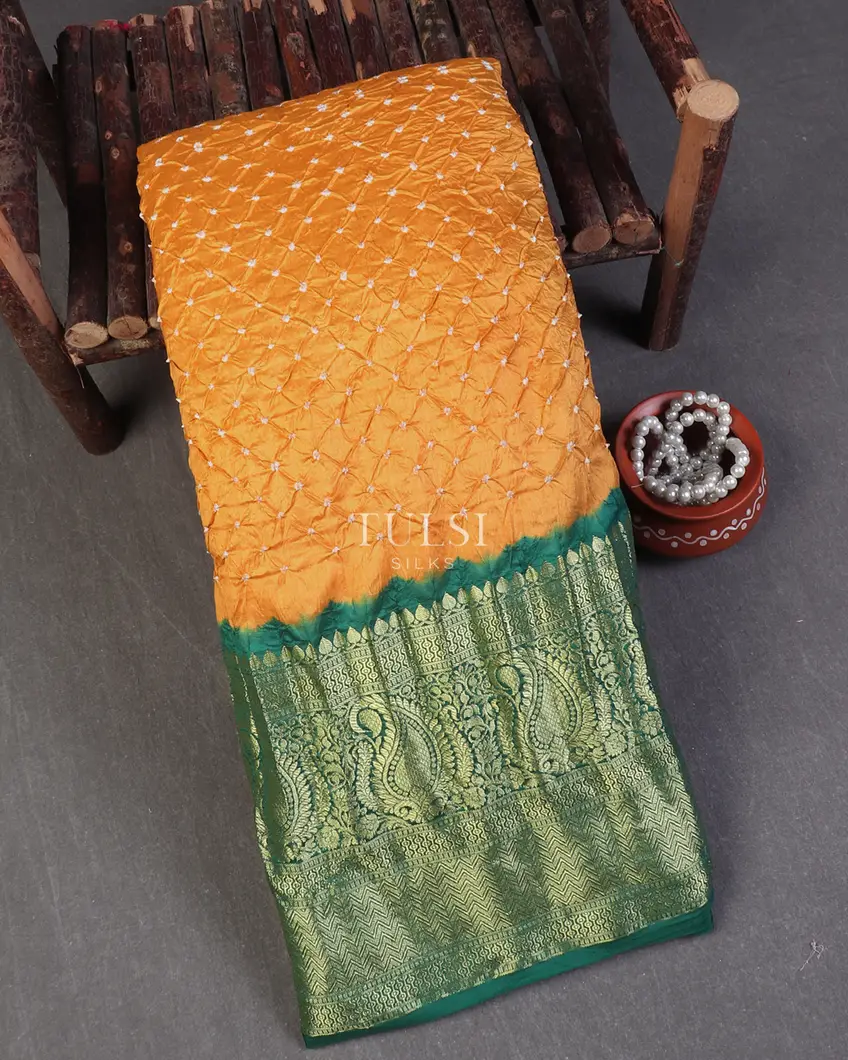Yellow Bandhani Chaniya Silk Saree T569028-image