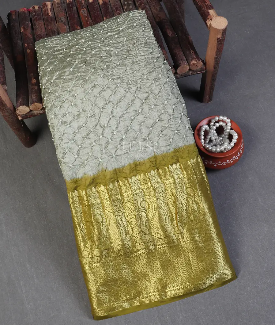Grey Bandhani Chaniya Silk Saree T569013-image