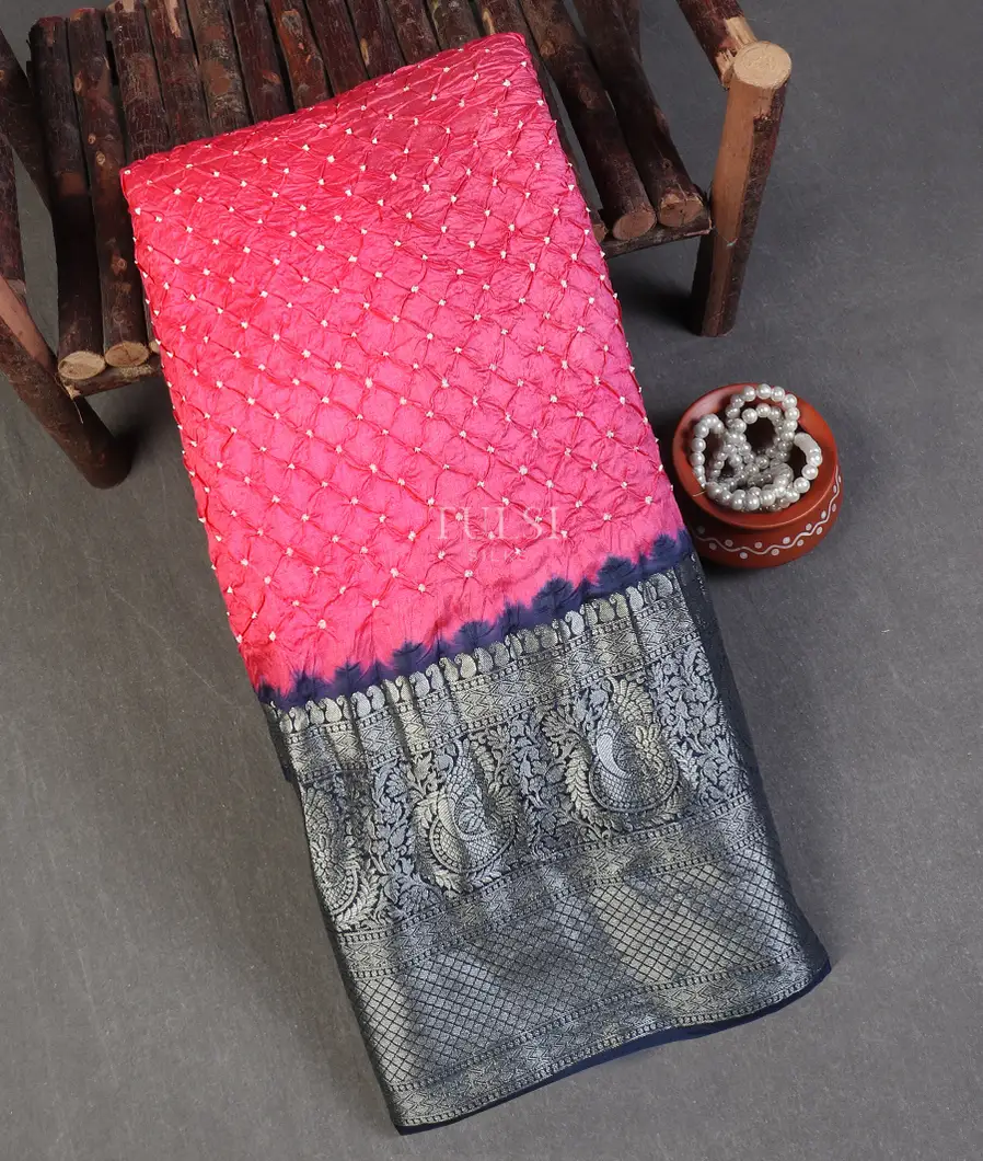 Pink Bandhani Chaniya Silk Saree T569008-image