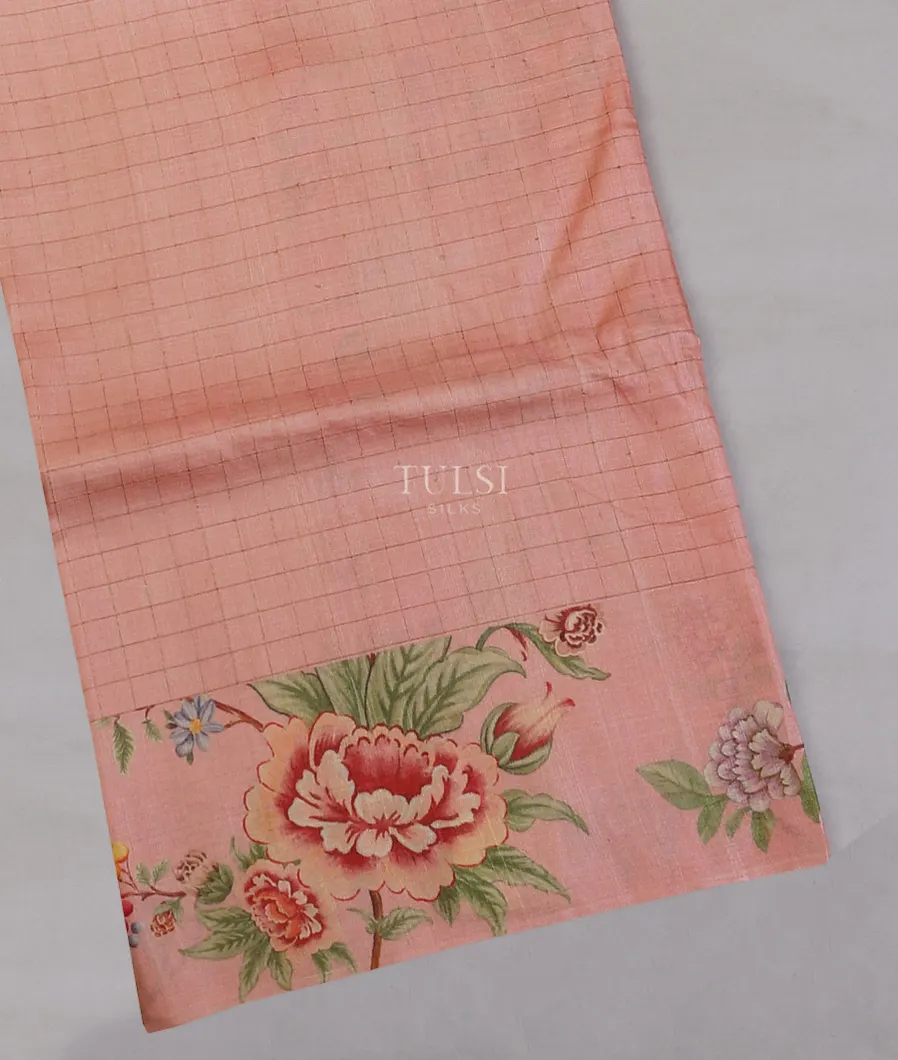 Light Pink Tussar Printed Saree T584517-image