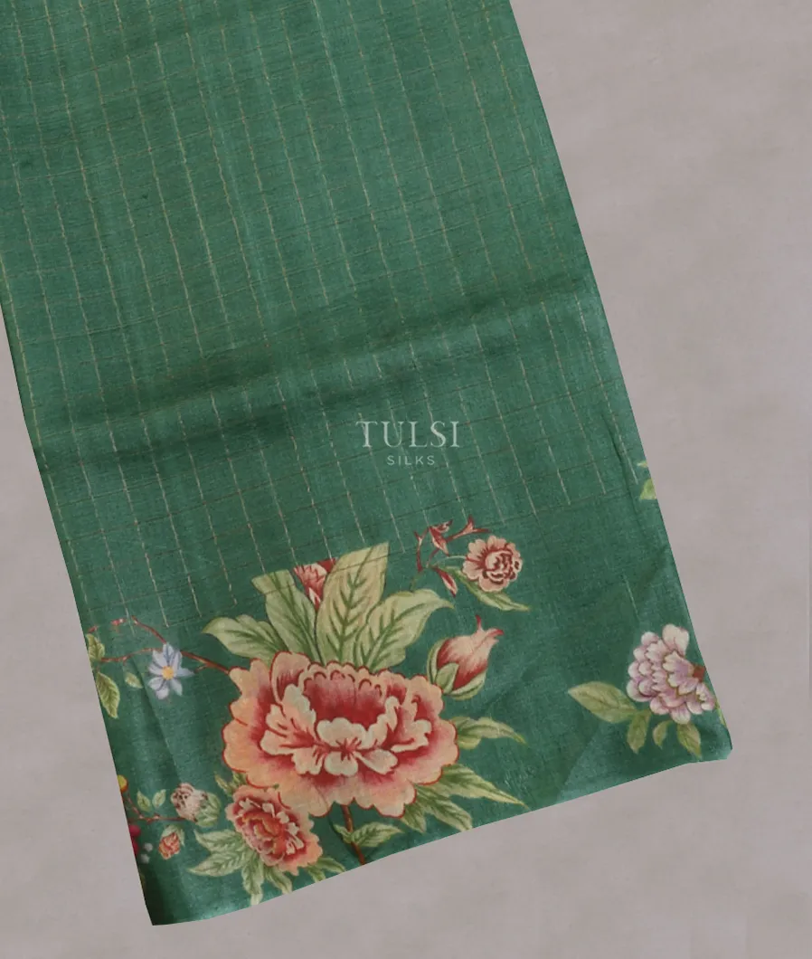 Green Tussar Printed Saree T586219-image