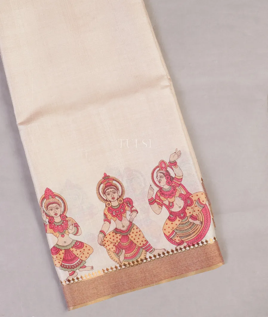 Off - White Tussar Printed Saree T585132-image