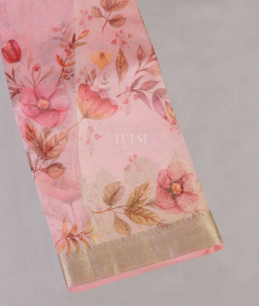 Pink Kora Organza Printed Saree T517965-image