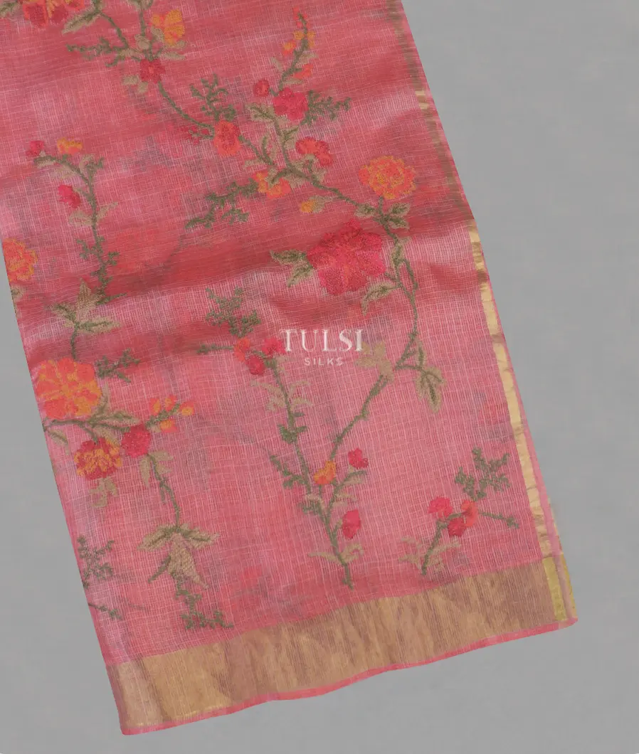 Pink Silk Kota Embroidery Saree T587477-image