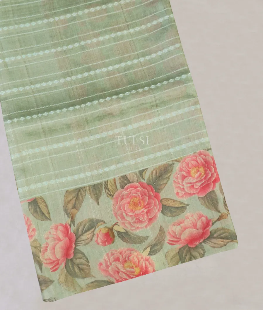 Green Tussar Printed Saree T584996-image