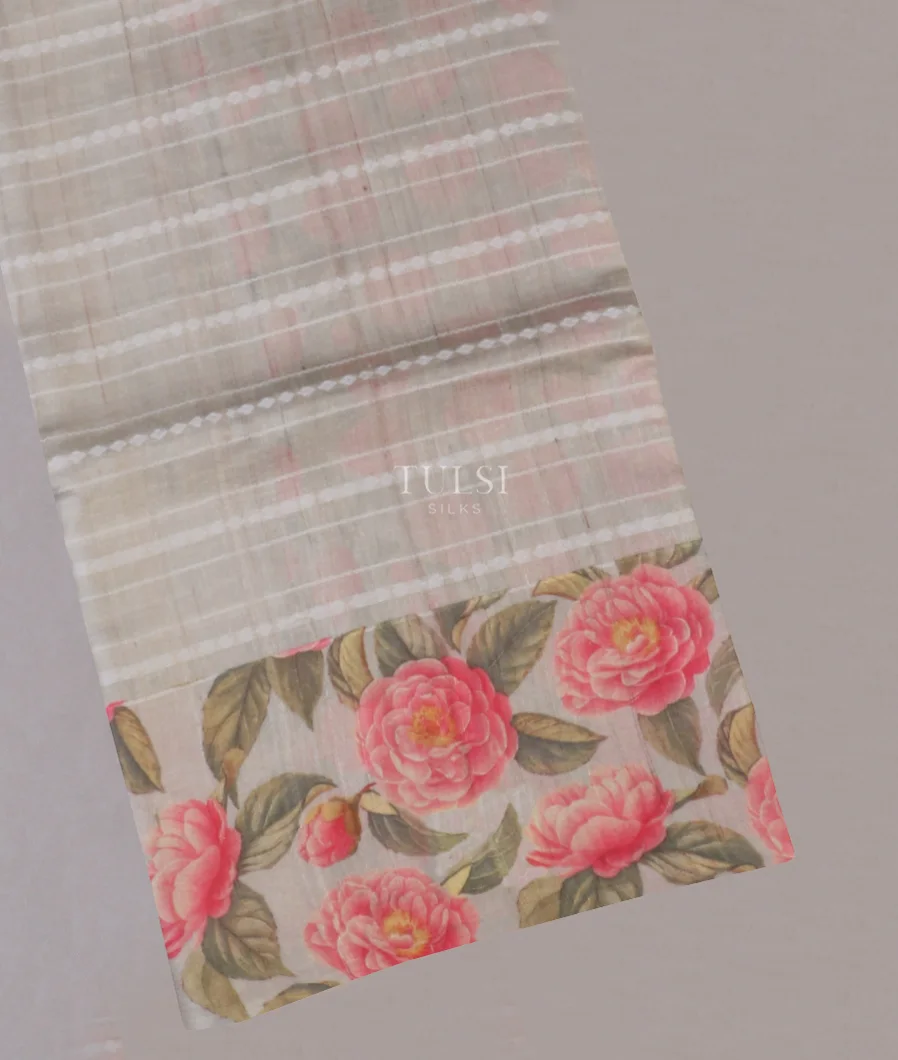 Grey Tussar Printed Saree T584993-image