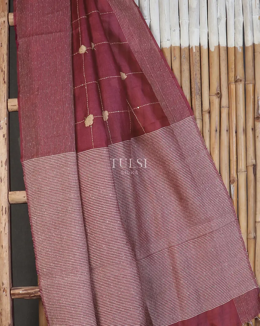 burgundy-tussar-embroidery-saree-t584054-t584054-b