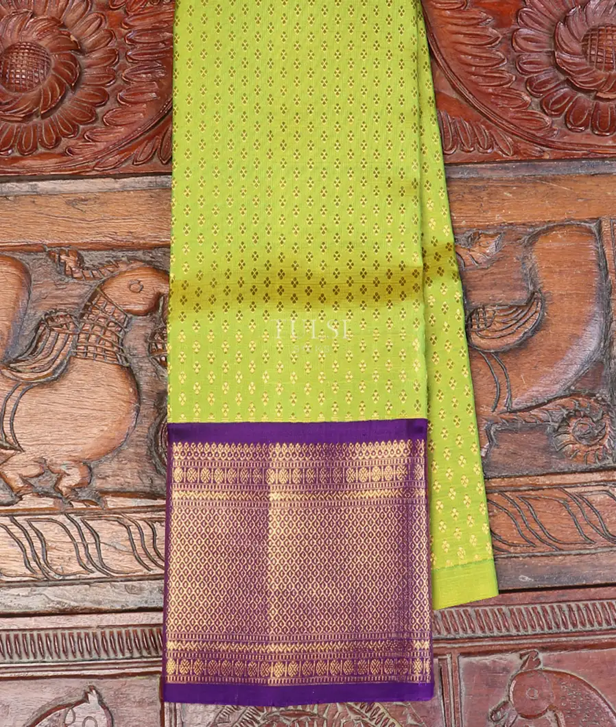 Yellowish Green Kanjivaram Silk Kids Pavadai T581289-image