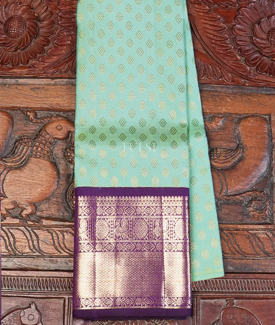Light Blue Kanjivaram Silk Kids Pavadai T563644-image