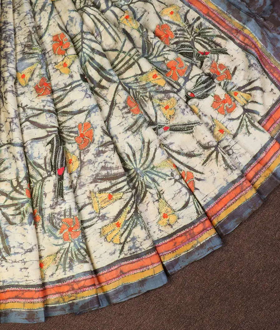 multicolour-tussar-kantha-work-saree-t588833-t588833-b