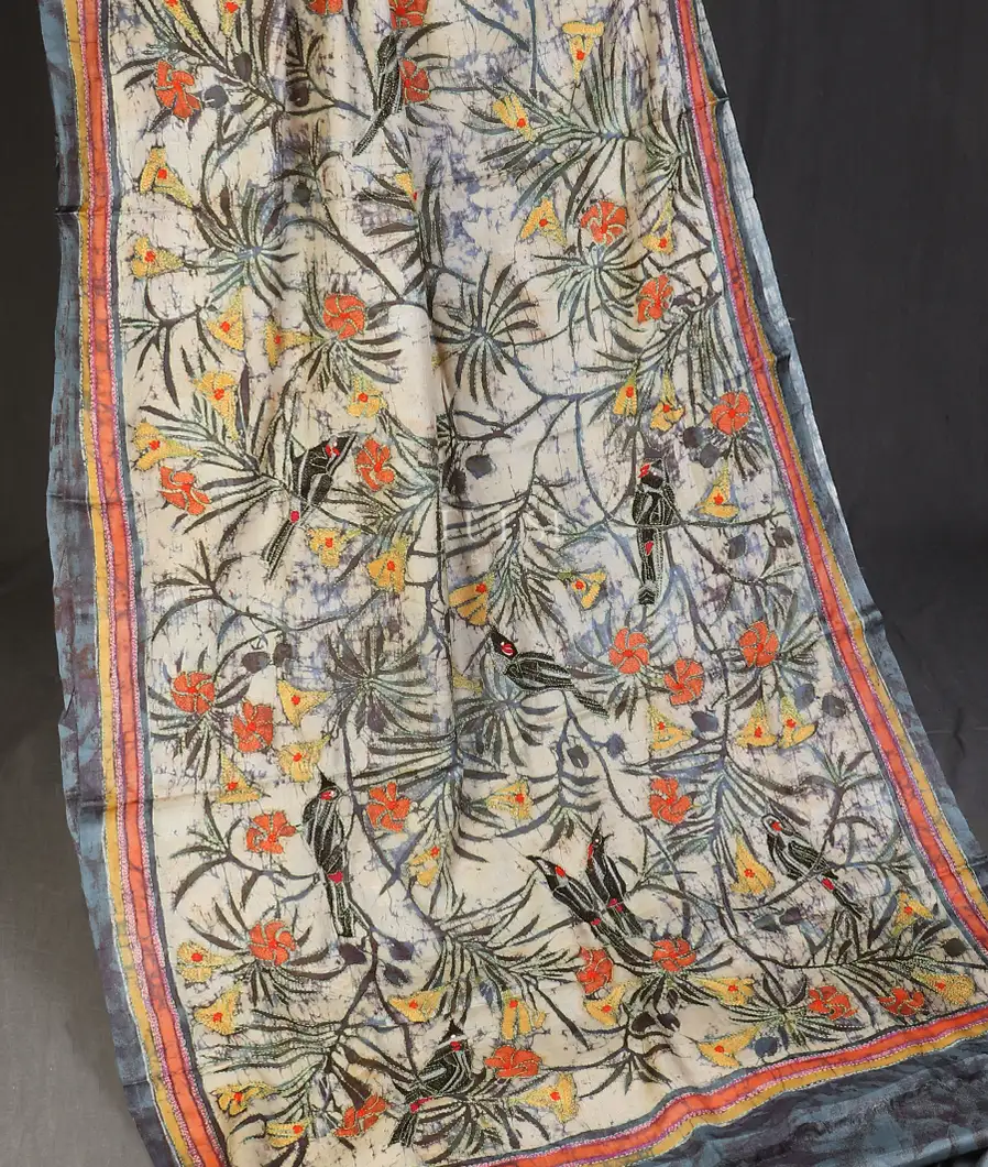 multicolour-tussar-kantha-work-saree-t588833-t588833-d