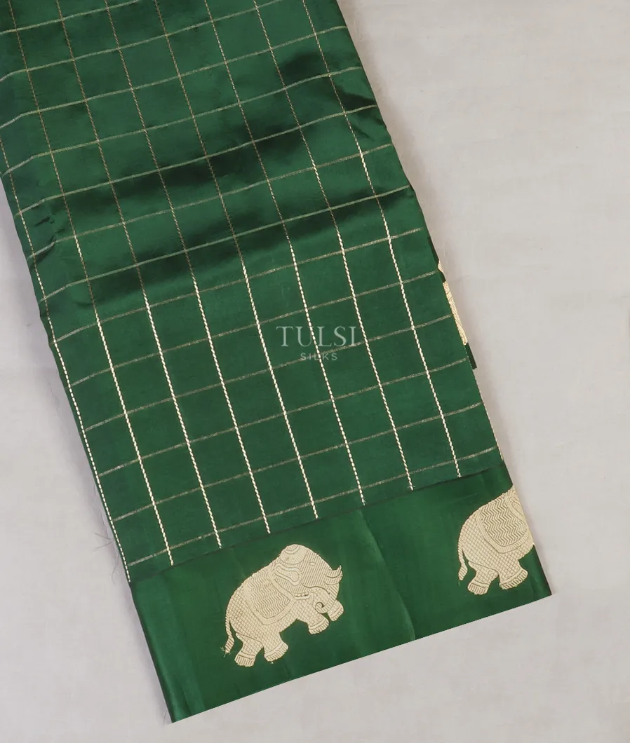 Bottle Green Banaras Silk Saree T588764-image