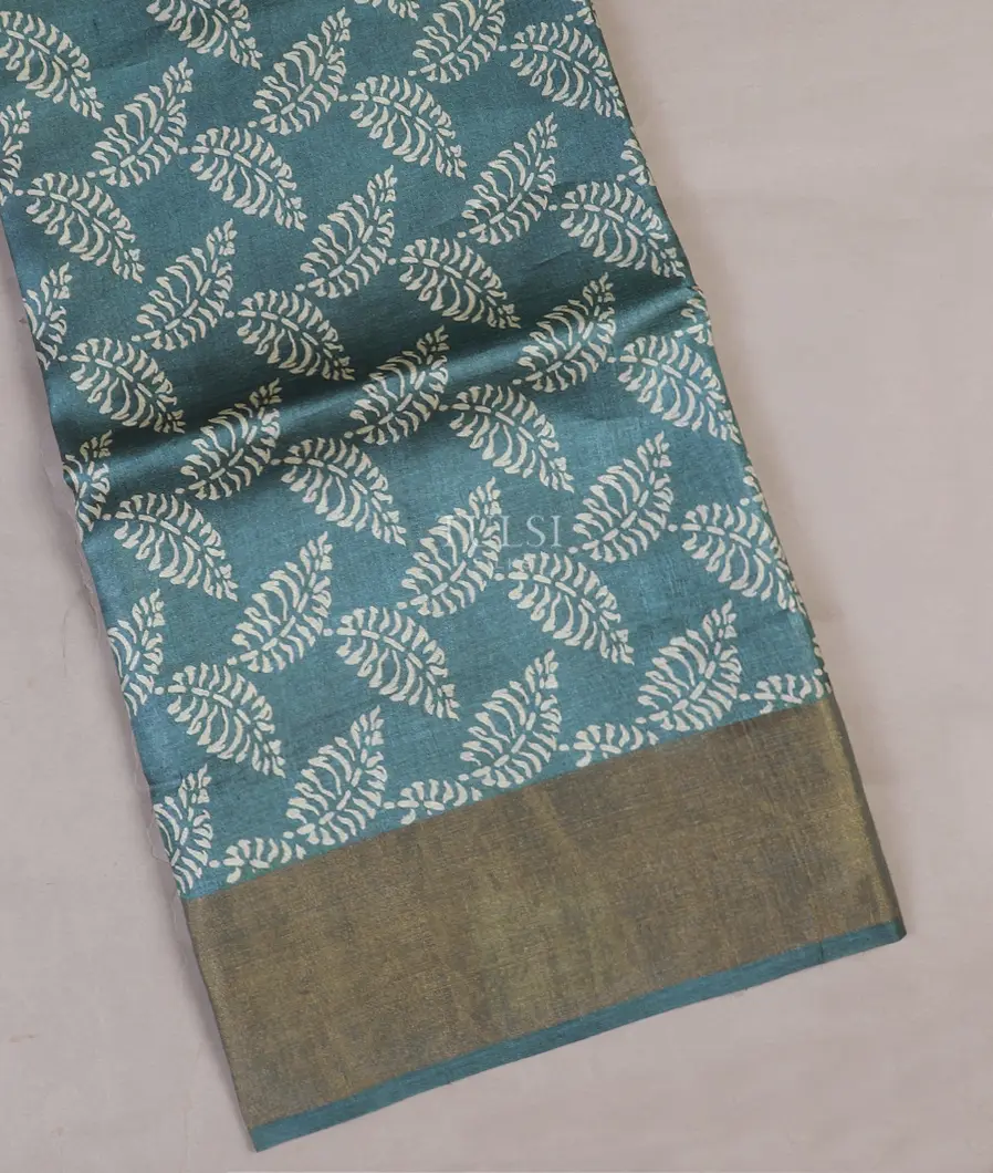 Bluish Grey Tussar Printed Saree T583578-image