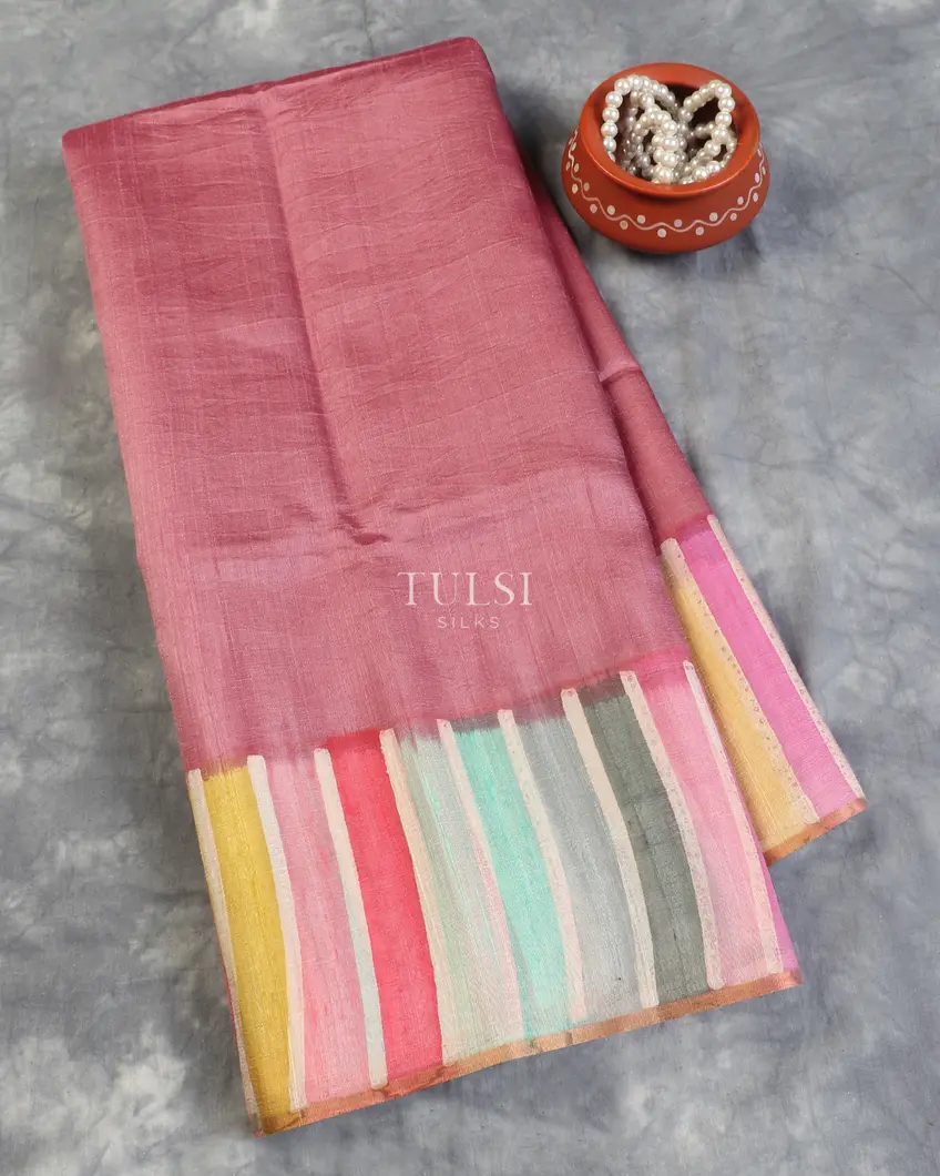 Pink Tussar Printed Saree T589089-image