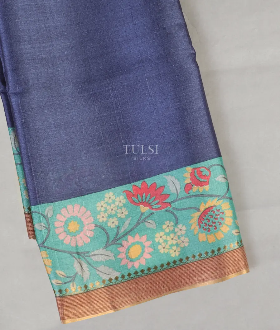 Blue Tussar Printed Saree T585110-image