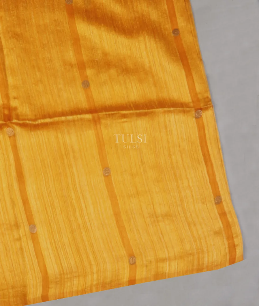 Yellow Handwoven Tussar Saree T584638-image