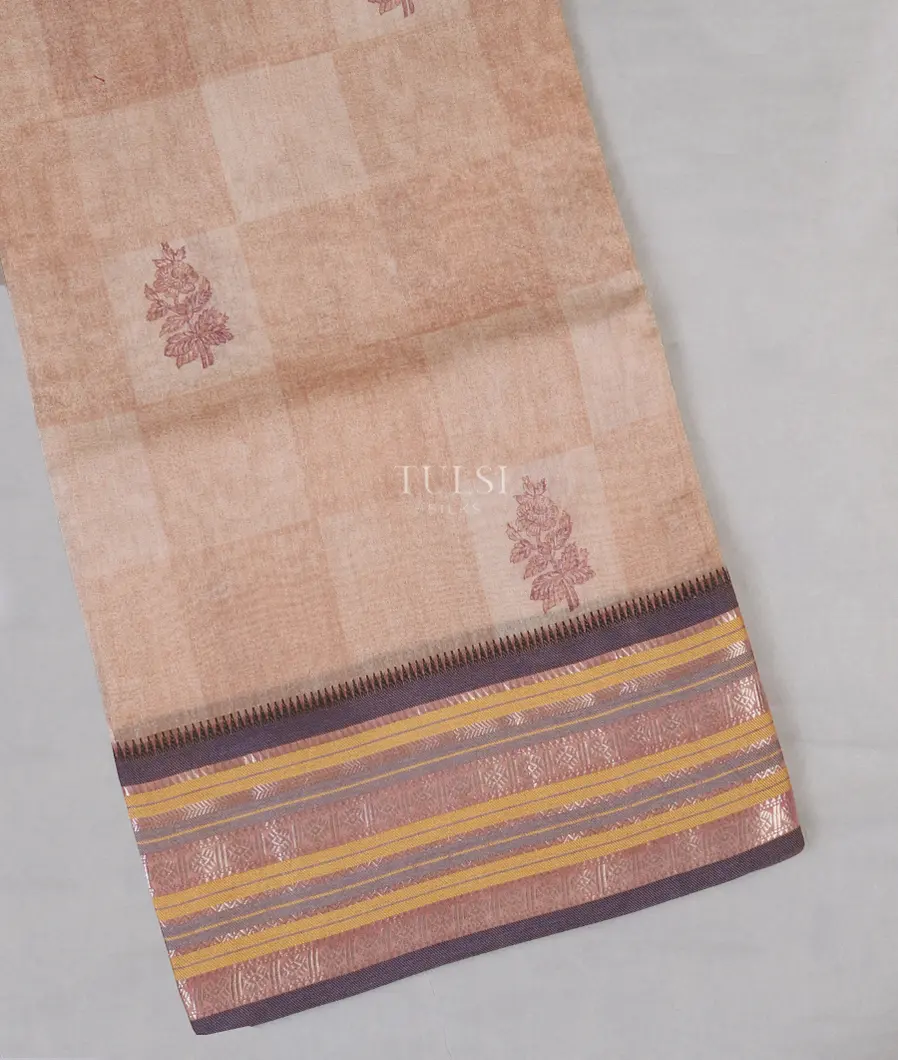 Beige Chanderi Cotton Saree T588811-image