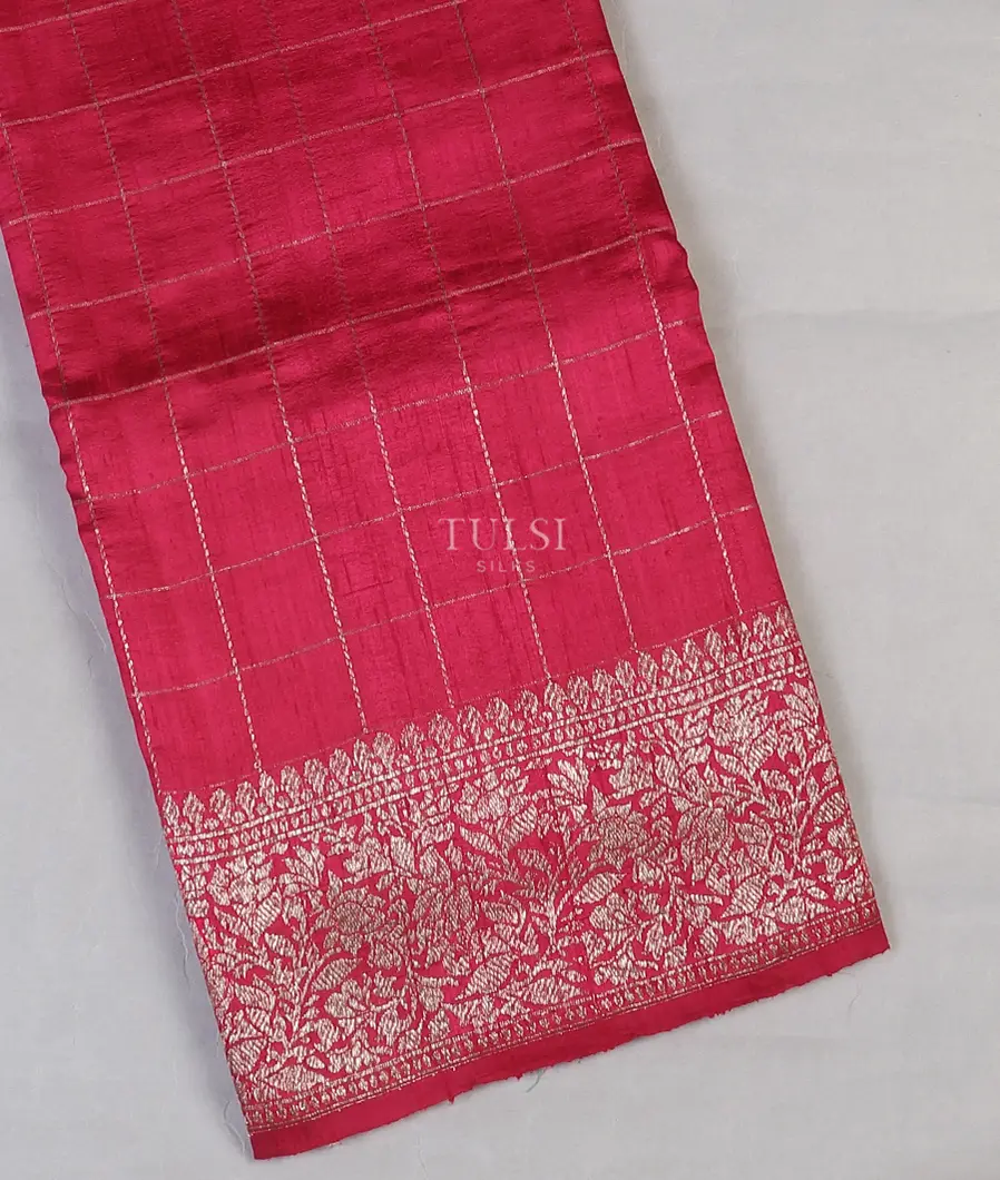 Magenta Banaras Tussar Saree T588324-image