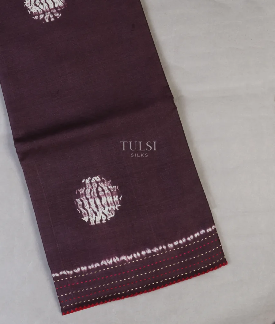 Deep Purple Tussar Printed Saree T573613-image