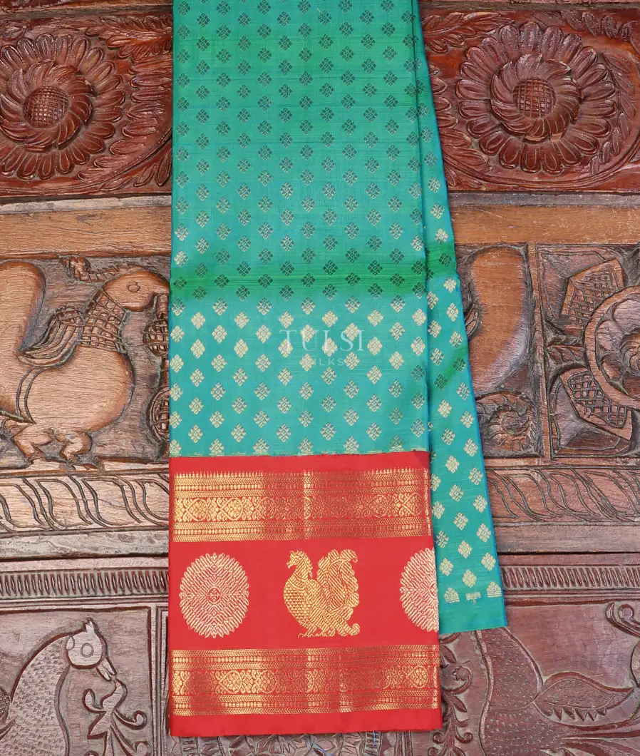 Bluish Green Kanjivaram Silk Pavadai T547832-image