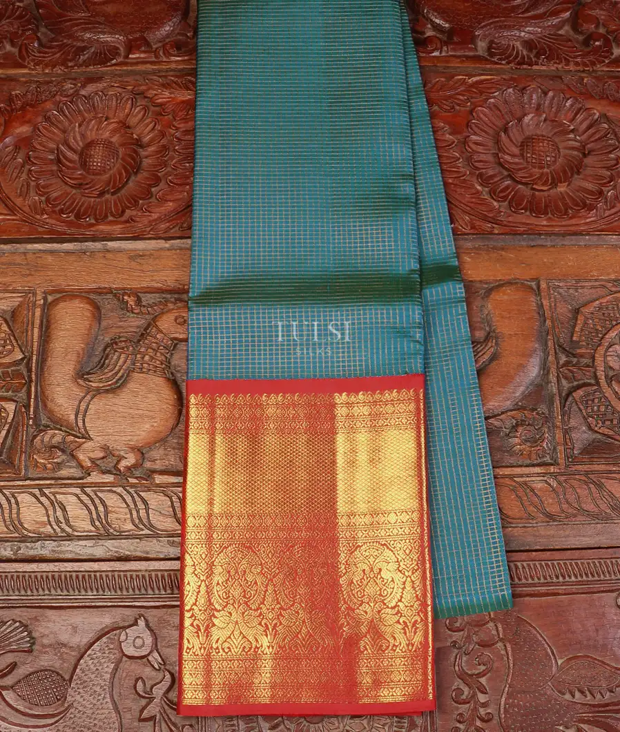 Peacock Blue Kanjivaram Silk Pavadai T563813-1-image