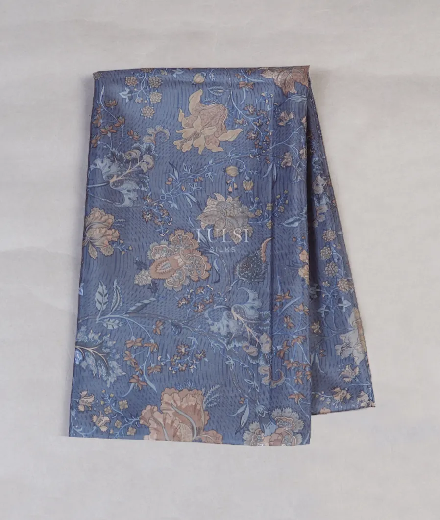 Blue Hand Printed Kanjivaram Silk Blouse T437885-image