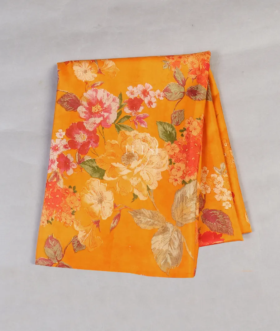 Yellow Hand Printed Kanjivaram Silk Blouse T551994-image