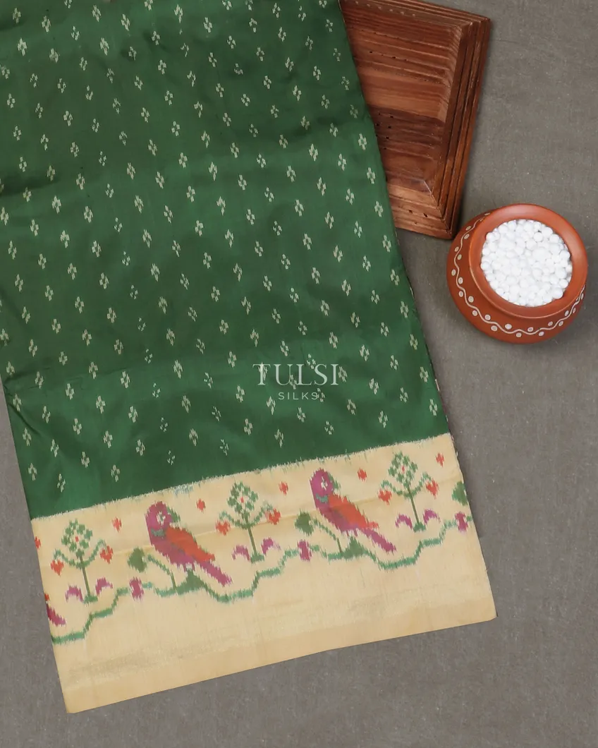 Green Ikat Silk Saree T576868-image