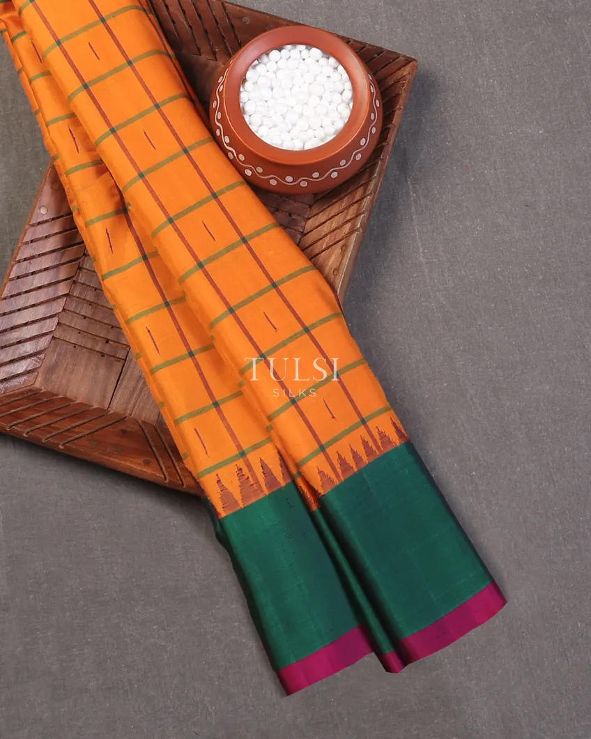 Orange Gadwal Silk Saree T586663-image