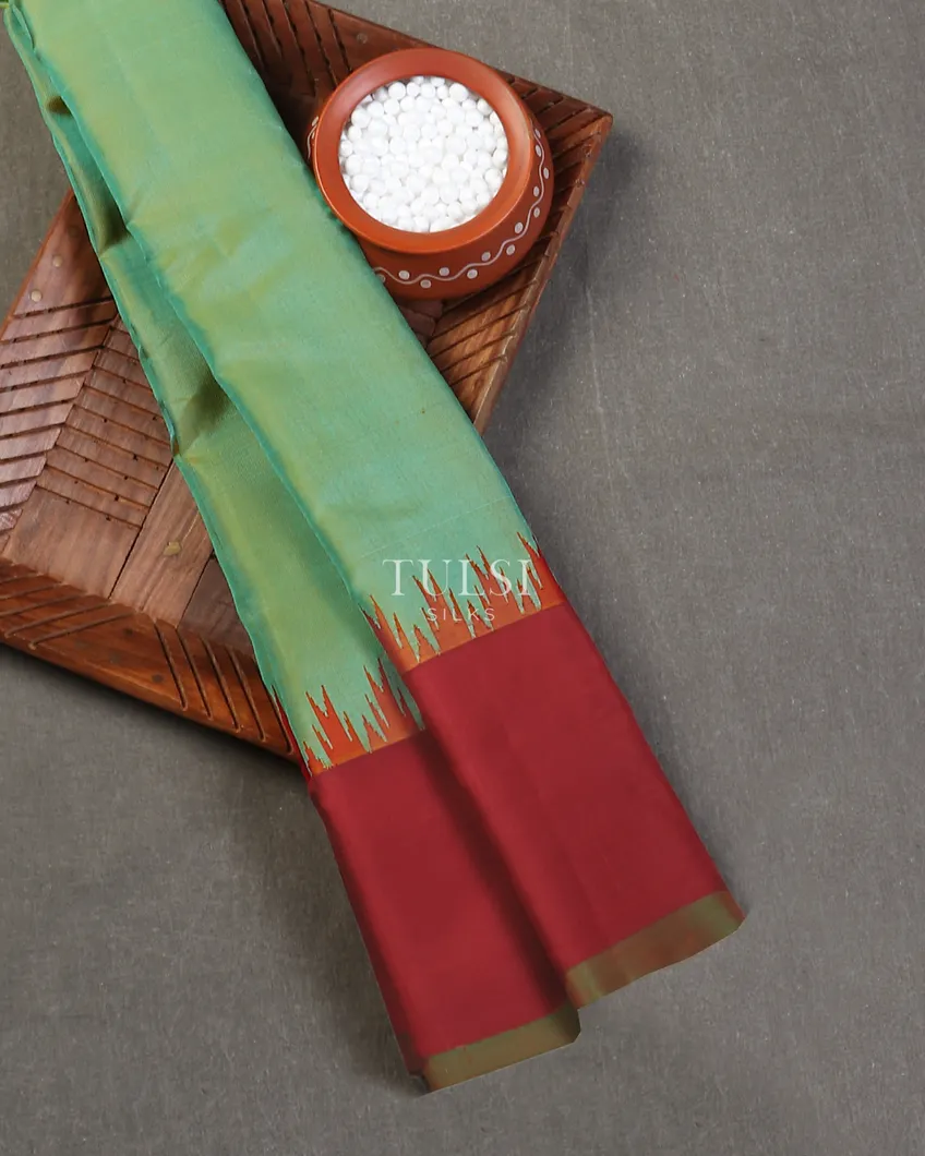 Greenish Blue Gadwal Silk Saree T586667-image