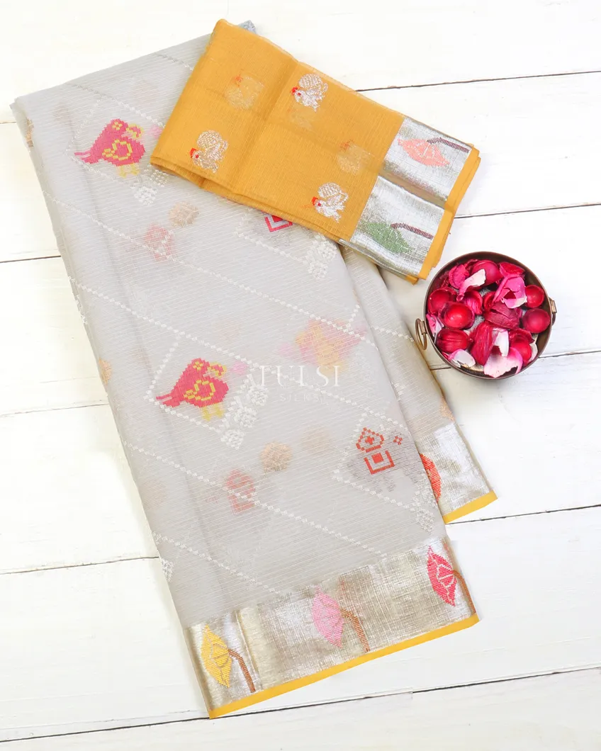 Grey Zari Kota Saree T590890-image