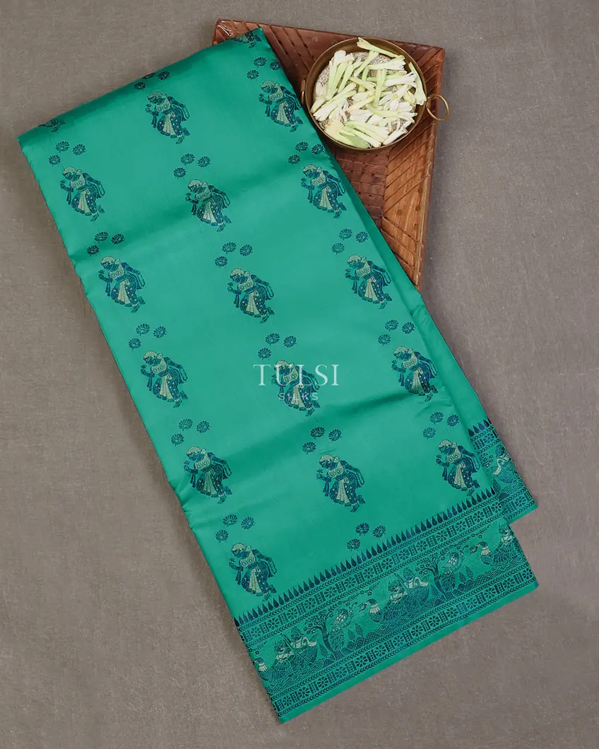 Bluish Green Baluchari Silk Saree T588137-image