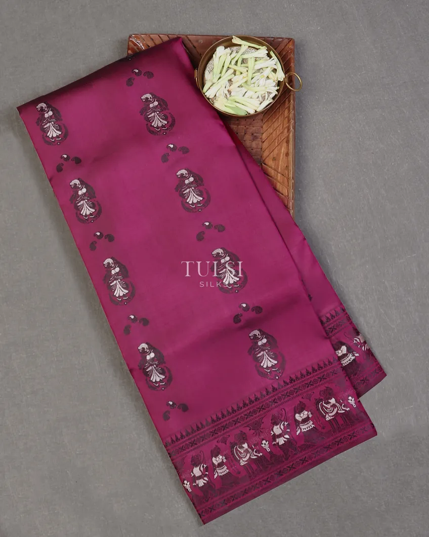 Pinkish Purple Baluchari Silk Saree T588139-image