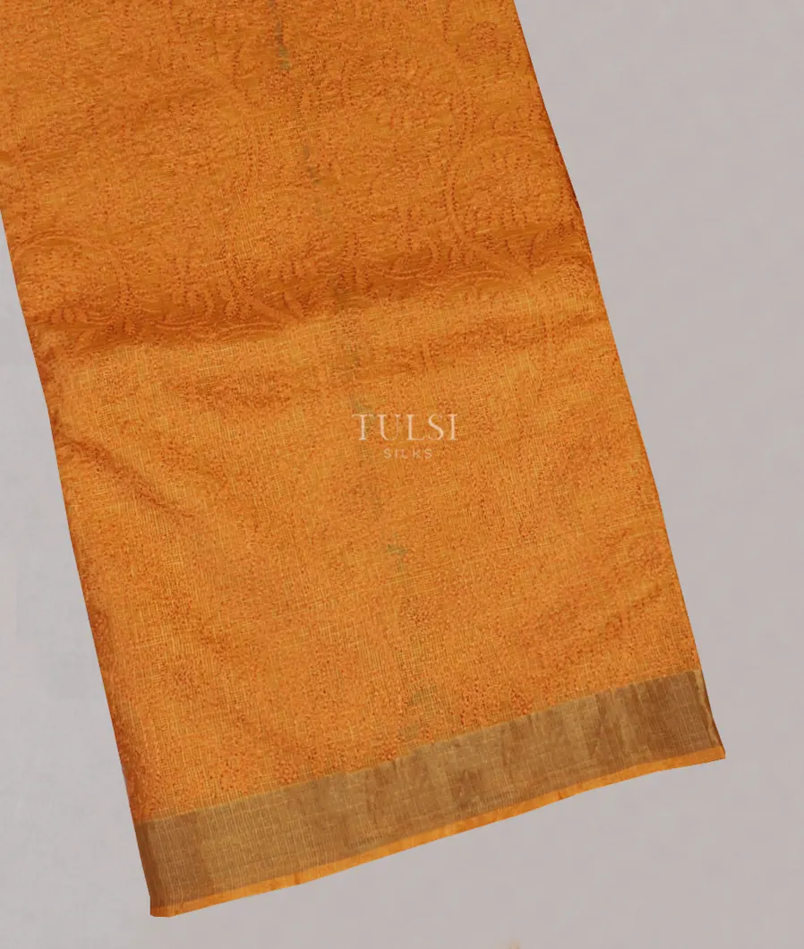 Mustard Yellow Silk Kota Embroidery Saree T546251-1-image