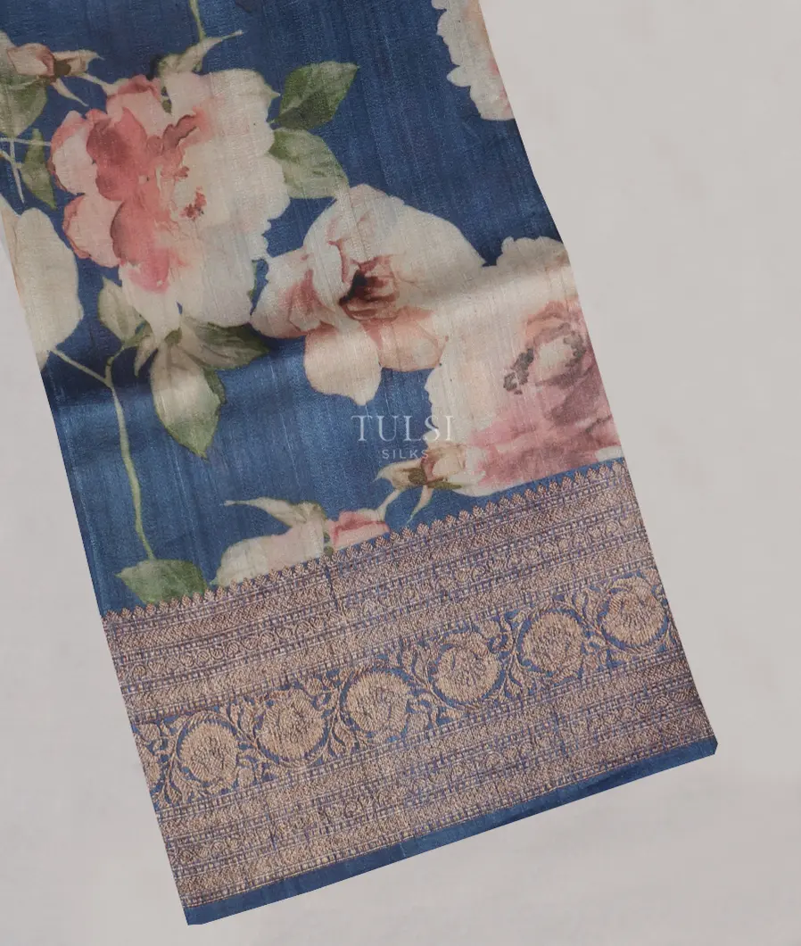 Blue Banaras Tussar Georgette Saree T530368-image