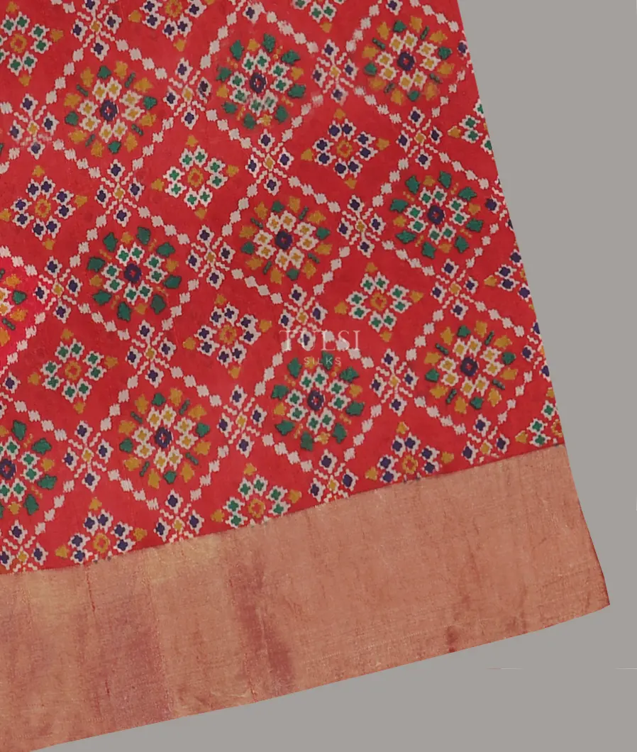 Red Printed Raw Silk Saree T539340-image