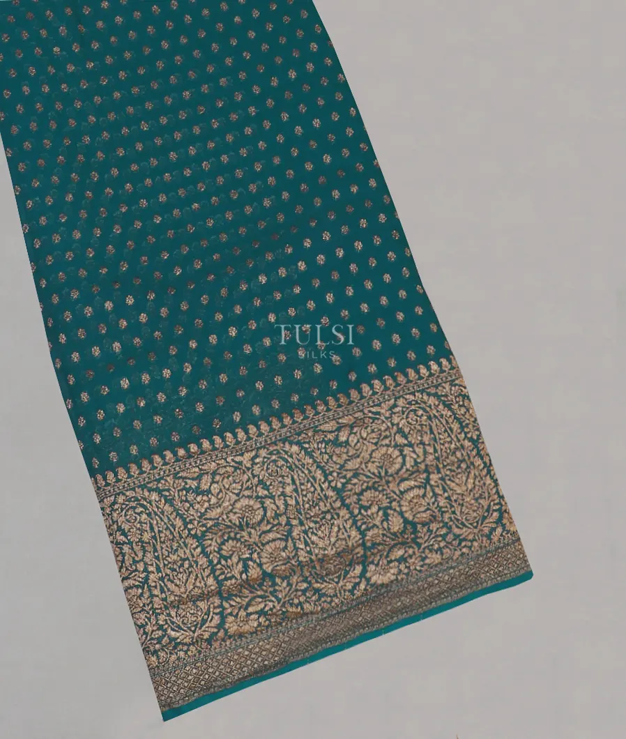 Peacock Blue Banaras Georgette Silk Saree T543335-image