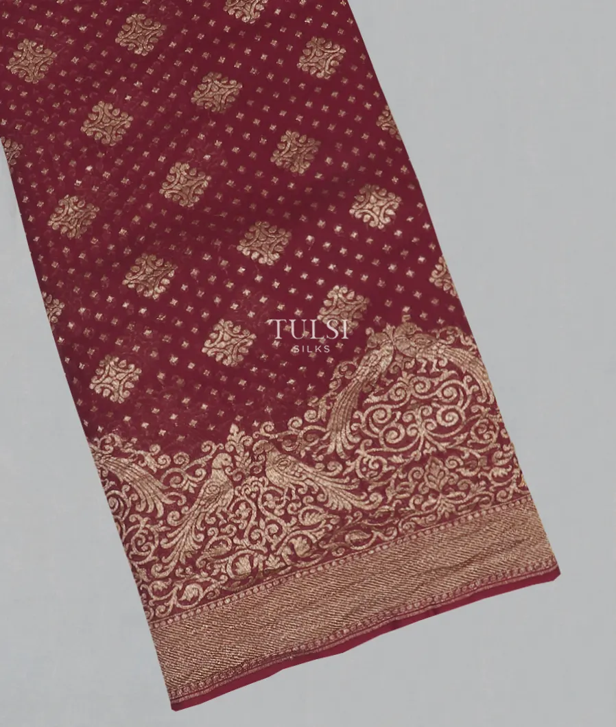 Maroon Banaras Georgette Silk Saree T447689-image