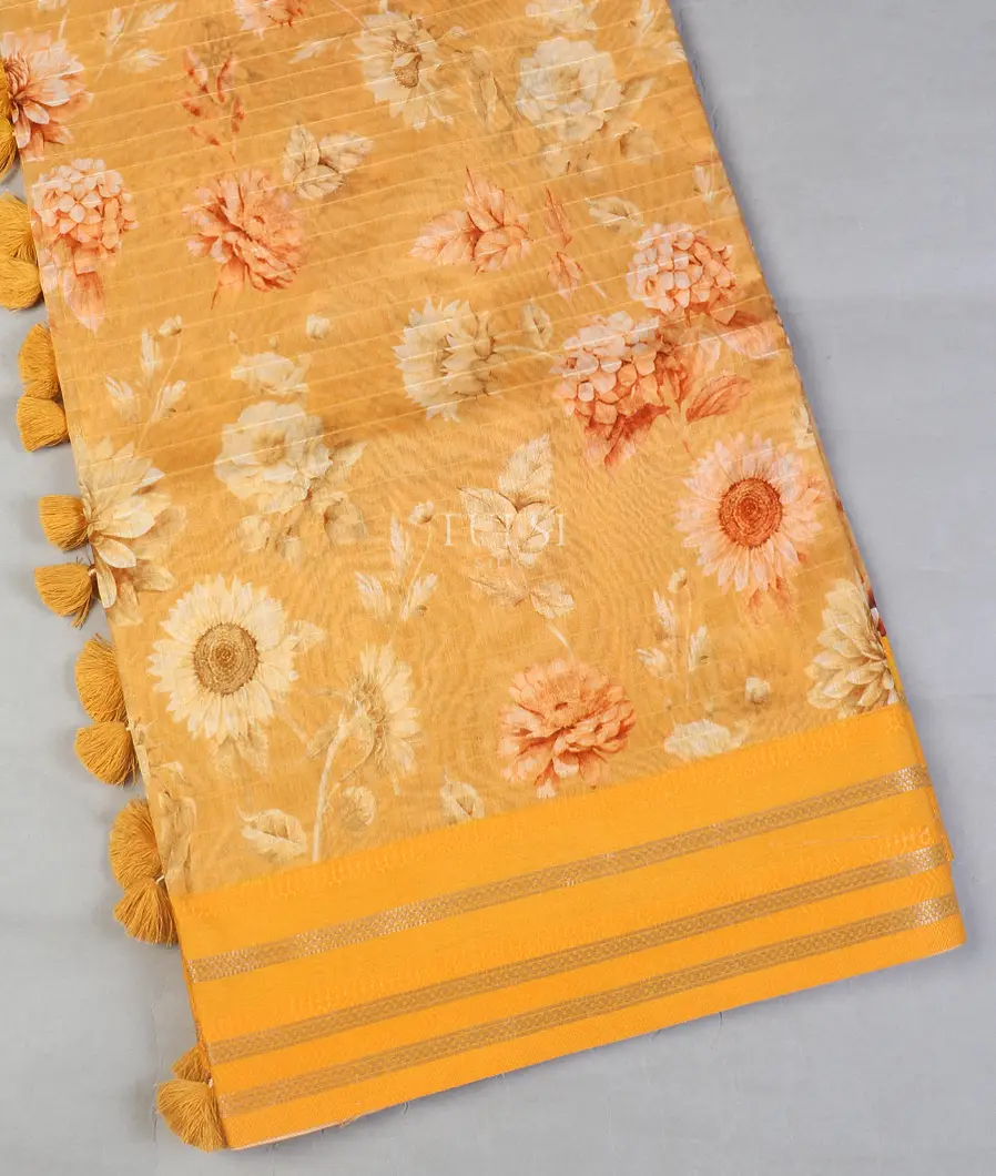 Yellow Chanderi Cotton Saree T591104-image