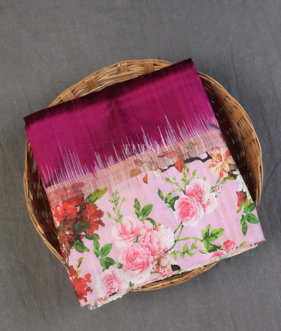 Purple Soft Silk Saree With Raw Silk Finish T589058-image