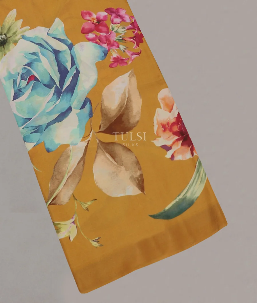 Golden Brown Satin Crepe Silk Saree T543438-image
