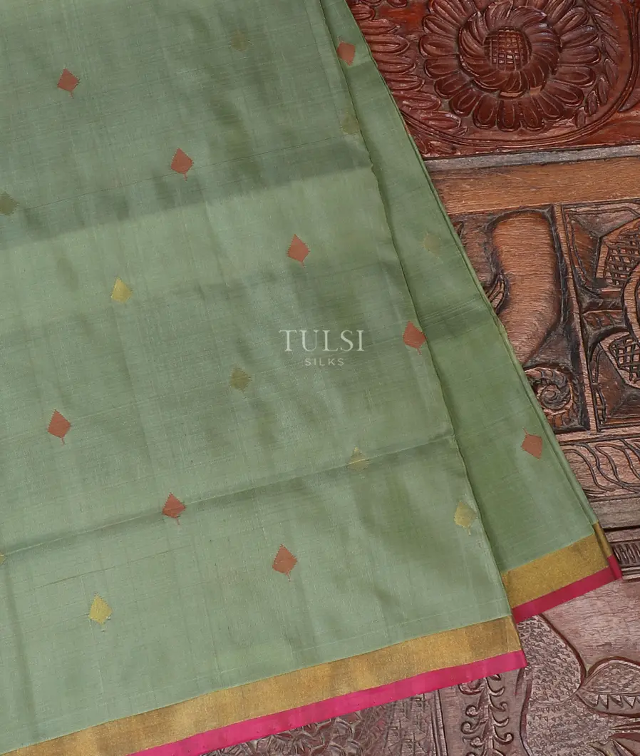 Greenish Grey Uppada Silk Saree T589128-image