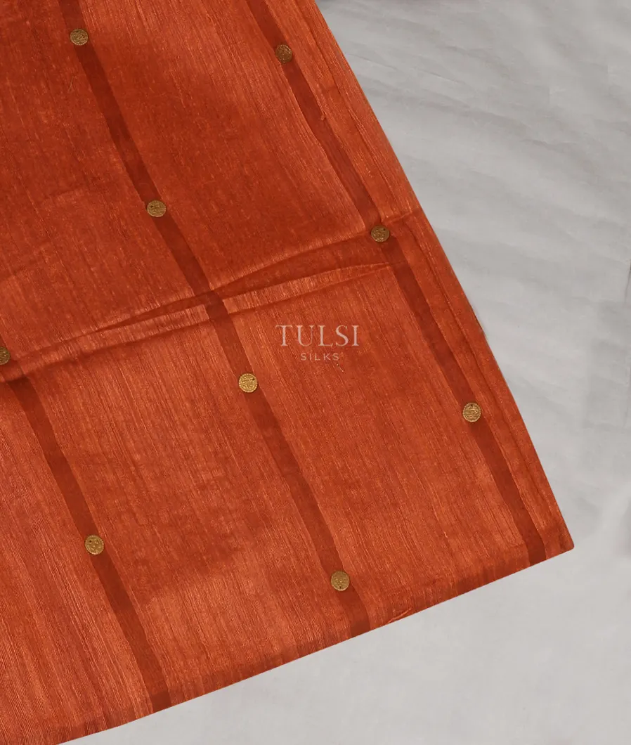 Rust Handwoven Tussar Saree T588158-image