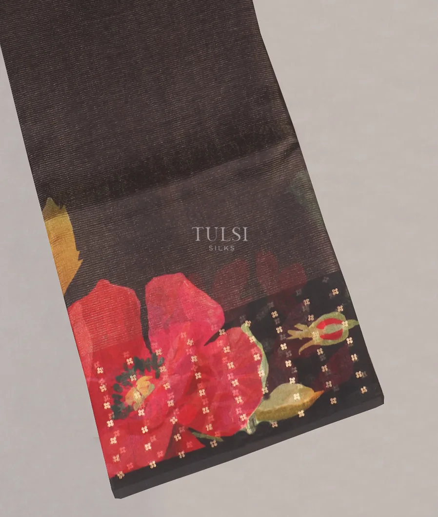 Black Tissue Organza Printed Saree T565197-1-image