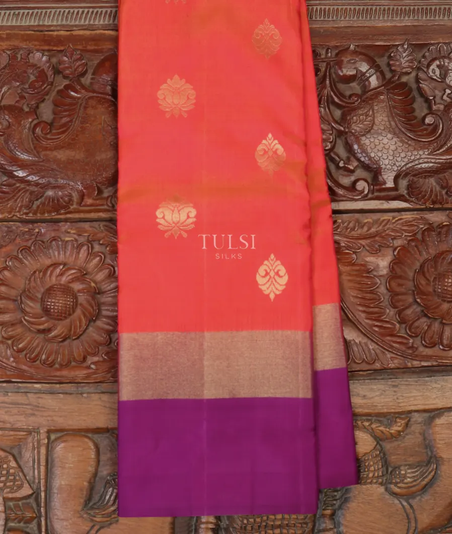 Pinkish Orange Soft Silk Saree T551250-image
