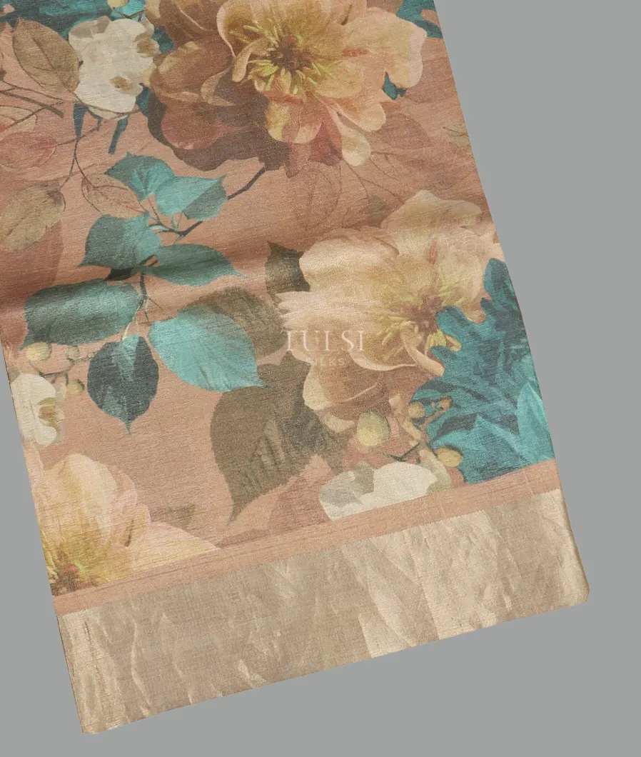 Light Brown Tussar Printed Saree T586169-image