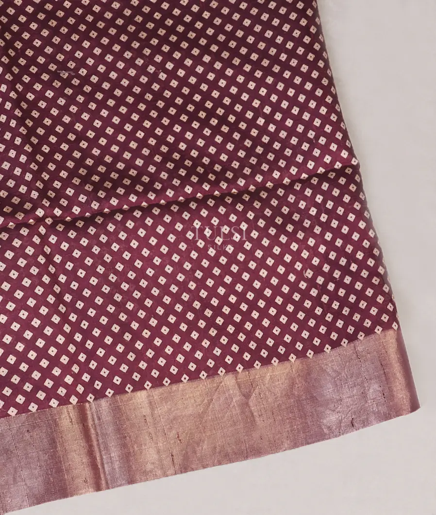 Burgundy Tussar Printed Saree T576099-image