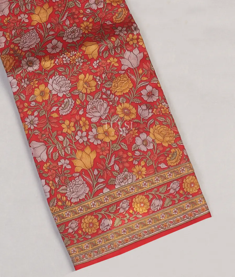 Red Printed Silk Saree T550433-image