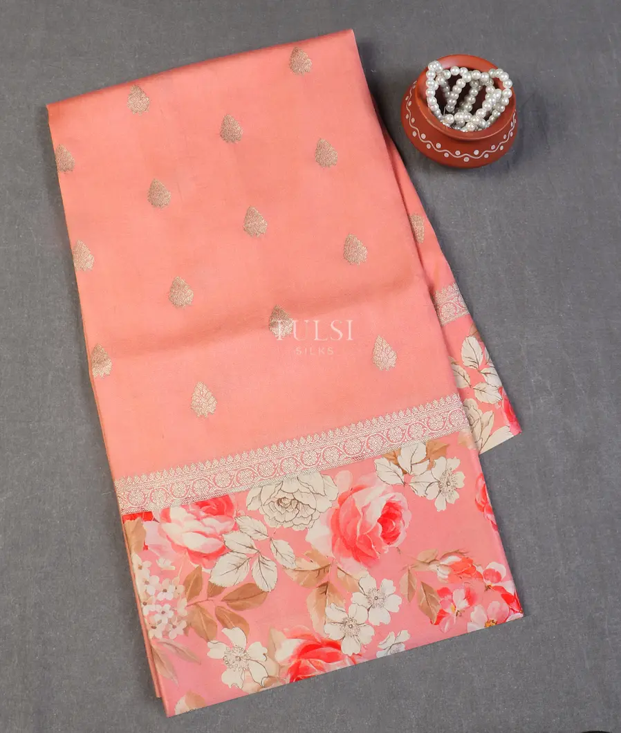 Peach Banaras Kathan Silk Saree T589653-image